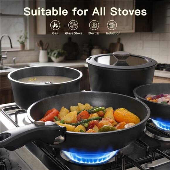 Complete Astercook 20-Piece Pots and Pans Set, Nonstick Cookware Set - Picture 5 of 9